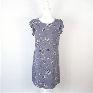 LOFT Lavender gray flower dress